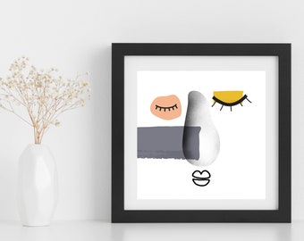 Woman Face Minimalist Abstract Art Print Women Portrait Poster Digital ...