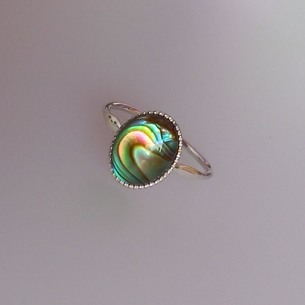 925 Sterling Silver Natural Paua Shell Ring