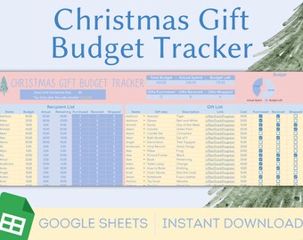 Christmas Gift Budget Tracker - Editable Christmas Budget Spreadsheet - Google Sheets Digital Planner - Holiday Xmas Present Planning