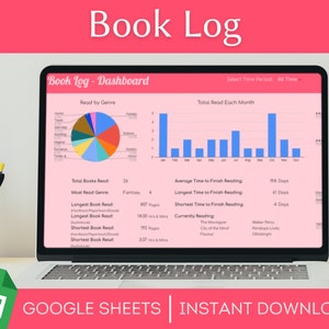Book Tracker Reading Log, Simple Digital Reading List Google Sheets Template, Personal Library, Book Club Planner, Bookshelf Organizer