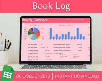 Book Tracker Reading Log, Simple Digital Reading List Google Sheets Template, Personal Library, Book Club Planner, Bookshelf Organizer