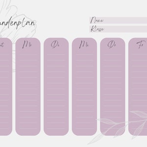 Timetable with floral pattern I Class Schedule I Appointment Schedule I Timetable I Weekly Schedule