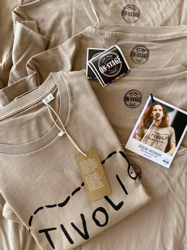 Tivoli Eddie Vedder Unisex T-shirt. Organic Cotton Printed in Handmade