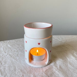 Heart Ceramic Candle Warmer | Essential Oil Lamb For Aromatherapy | Wax Melt Burner | Heart Candle Censer | Ceramic Candle Holder