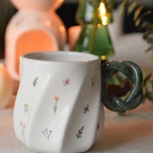 Hand Paint Flowers Ceramic Mug | Herbal Tea Cup | Handmade Coffee Cup | Flowers Ceramic Mug Gift | 200 mL Cup