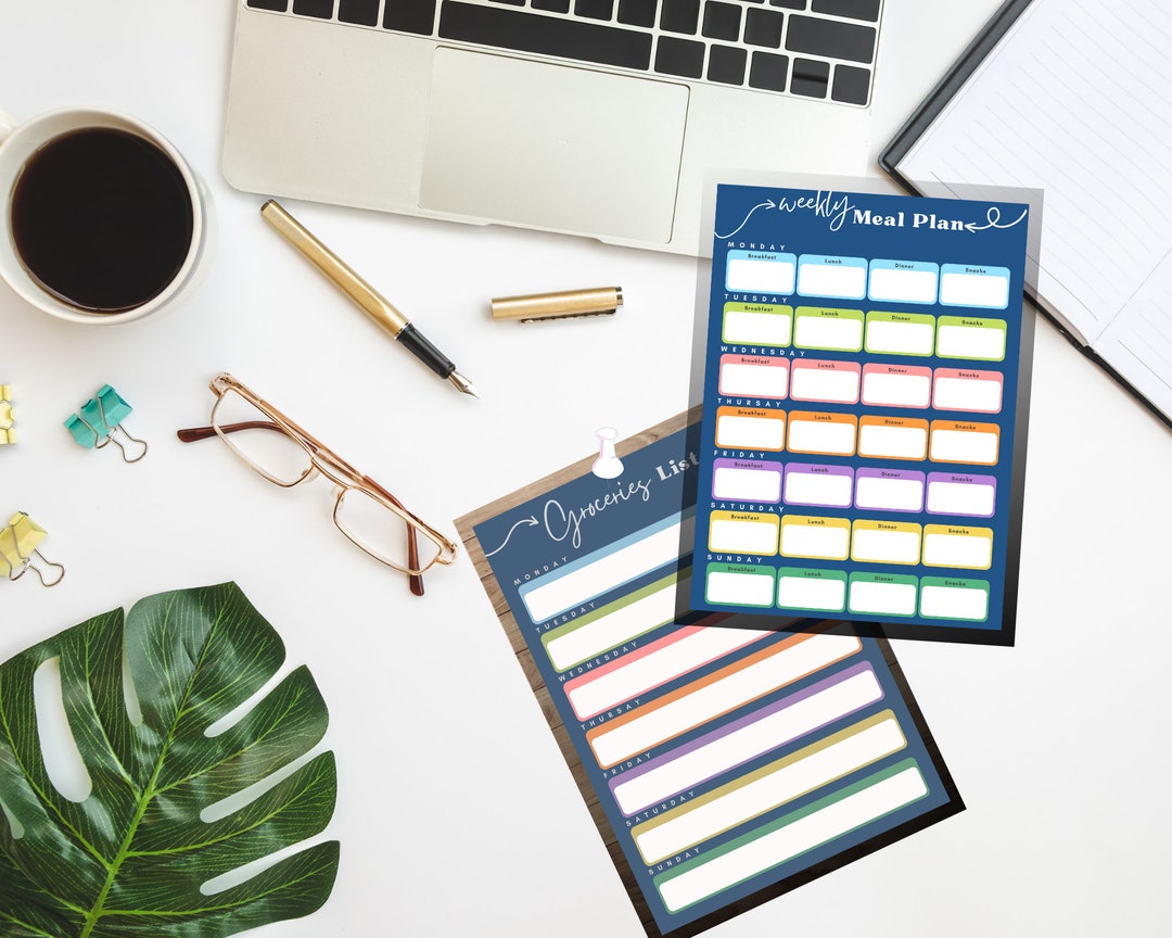 Weekly Meal Plan And Grocery List Printable Or Digital Organiser For 