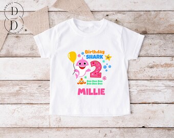 Personalised Baby Shark Birthday Tshirt, Baby Shark Birthday Theme, Birthday Tshirt, 1st, 2nd, 3rd, 4th, 5th