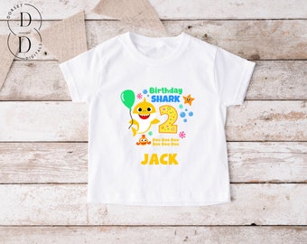 Personalised Baby Shark Birthday Tshirt, Baby Shark Birthday Theme, Birthday Tshirt, 1st, 2nd, 3rd, 4th, 5th