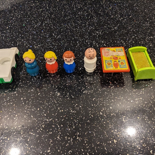 Vintage Preloved Fisher Price Play Family Little People Miscellaneous items - people, vehicles, furniture c1972