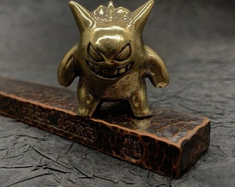 Handmade Brass Geng Gui, Living Room Office Desktop Tea Pet Decoration, Handicraft Gift Collection L0094