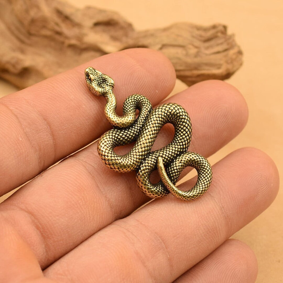 2pcs Handmade Brass Lucky Snake, Keychain Pendant Home Office Desktop ...