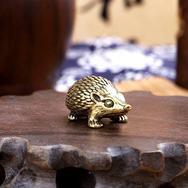 2pcs Handmade Solid Brass Hedgehogs, Living Room Office Desktop Tea Pet Decoration, Handicraft Gift Collection  L0046