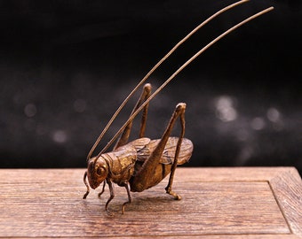 Pure Copper Tea Pet Creative Grasshopper Locust Ornament Study Pen Holder Kung Fu Tea Handicraft Gift CollectionL382