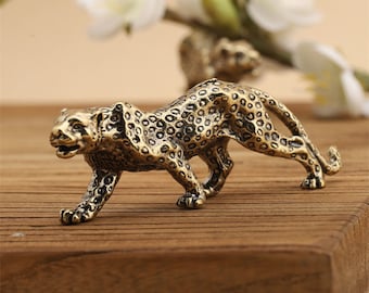 Handmade brass golden money leopard, living room office desktop tea pet decoration, craft gift collection L0077