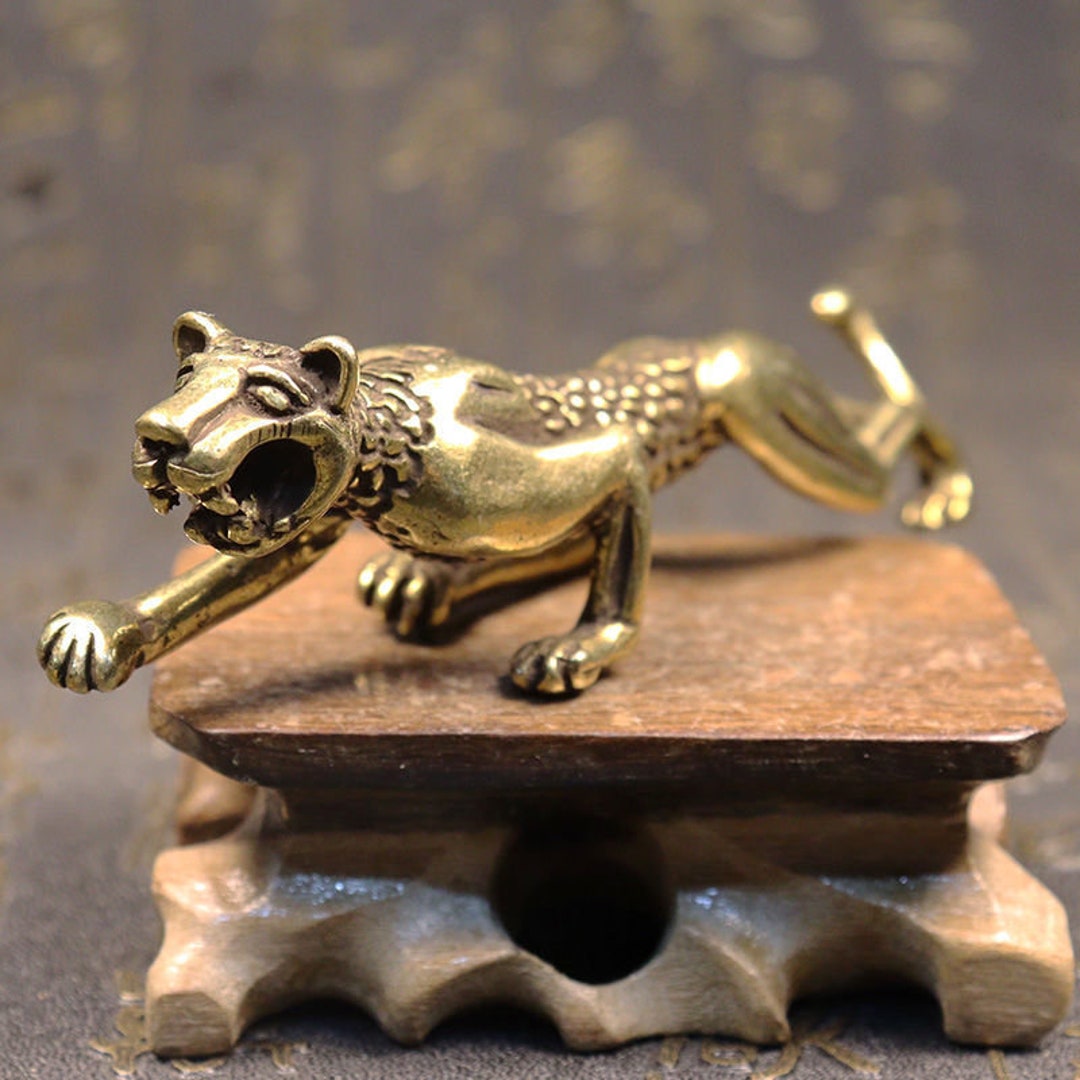 Handmade Brass Cheetah Living Room Office Desktop Tea Pet Etsy