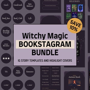 Bookstagram Bundle | Instagram Story Templates | Instagram Highlight Covers | Cosy | Witchy | Magical Vibes | Editable Canva Templates