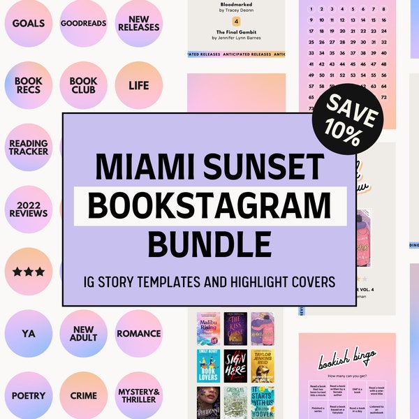 Bookstagram Bundle | Instagram Story Templates | Instagram Highlight Covers | Cosy | Colorful Vibes | Editable Canva Templates