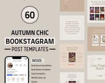 Bookstagram Post Templates | Instagram Post Templates | Cosy | Chic | Editable Canva Templates