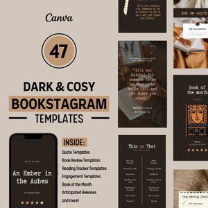 Bookstagram Templates | Instagram Story Templates | Cosy | Dark Academia | Editable Canva Templates