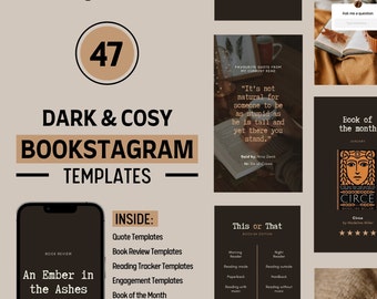 Bookstagram Templates | Instagram Story Templates | Cosy | Dark Academia | Editable Canva Templates