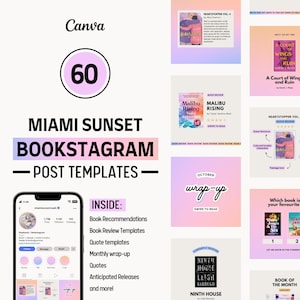 Plantillas de publicaciones de Bookstagram / Plantillas de publicaciones de Instagram / Plantillas Canva coloridas / acogedoras / editables