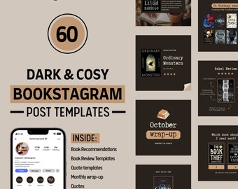Bookstagram Post Templates | Cosy | Dark Academia | Editable Canva Templates