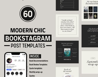 Bookstagram Post Templates | Instagram Post Templates | Modern | Chic | Editable Canva Templates