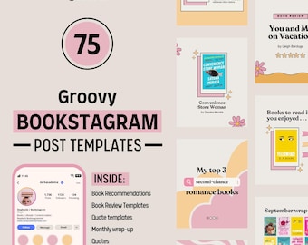 Groovy Bookstagram Post Templates | Instagram Post Templates | Editable Canva Templates
