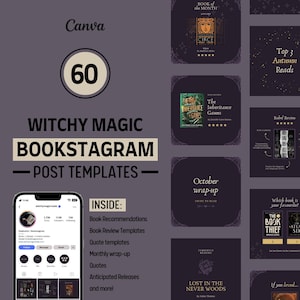 Bookstagram Post Templates | Cosy | Witchy | Magical | Editable Canva Templates