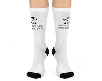 Lucky Fishing Socks, Custom Cushioned Crew Socks for Fisherman, Fun Fishing Gift, Personalized Socks