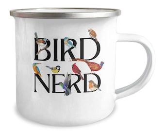 Bird Nerd, Bird Nerd Camper Mug, Bird Watching Camper Mug, Bird Lover Gift, Funny Bird Watcher Mug, Gift for Bird Lover, Twitcher Gift