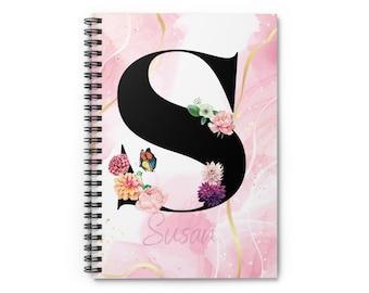 Custom Floral Monogram Spiral Notebook | Personalized Initial Notebook