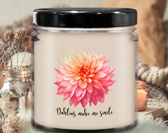 Dahlia, Dahlia vanilla scented candle, Dahlia gift, Gift for gardener, Gift for flower lover, Flower candle, Gift for mom, Gift for grandma