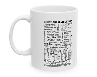 Chicago Marathon 2026 Mug with City Locations