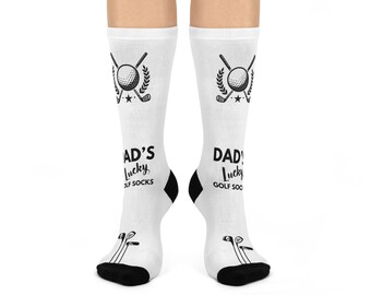 Personalized Lucky Golf Socks, Custom Cushioned Crew Socks for Golfer, Golfer Gift
