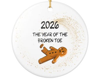 2026 El año del brazo roto Adorno de cerámica / Adorno navideño divertido