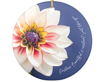 Dahlia Flower Ceramic Ornament, Gift for Gardener, Gifts for Her