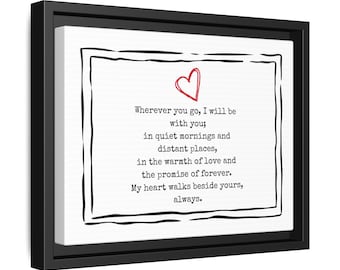 Customizeable Love Poem on Matte Canvas Framed, Valentine's Day Romantic Wall Art