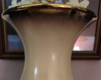 Vintage German Made Trumpet Vase in Neutral Tones - Modern Contemporary