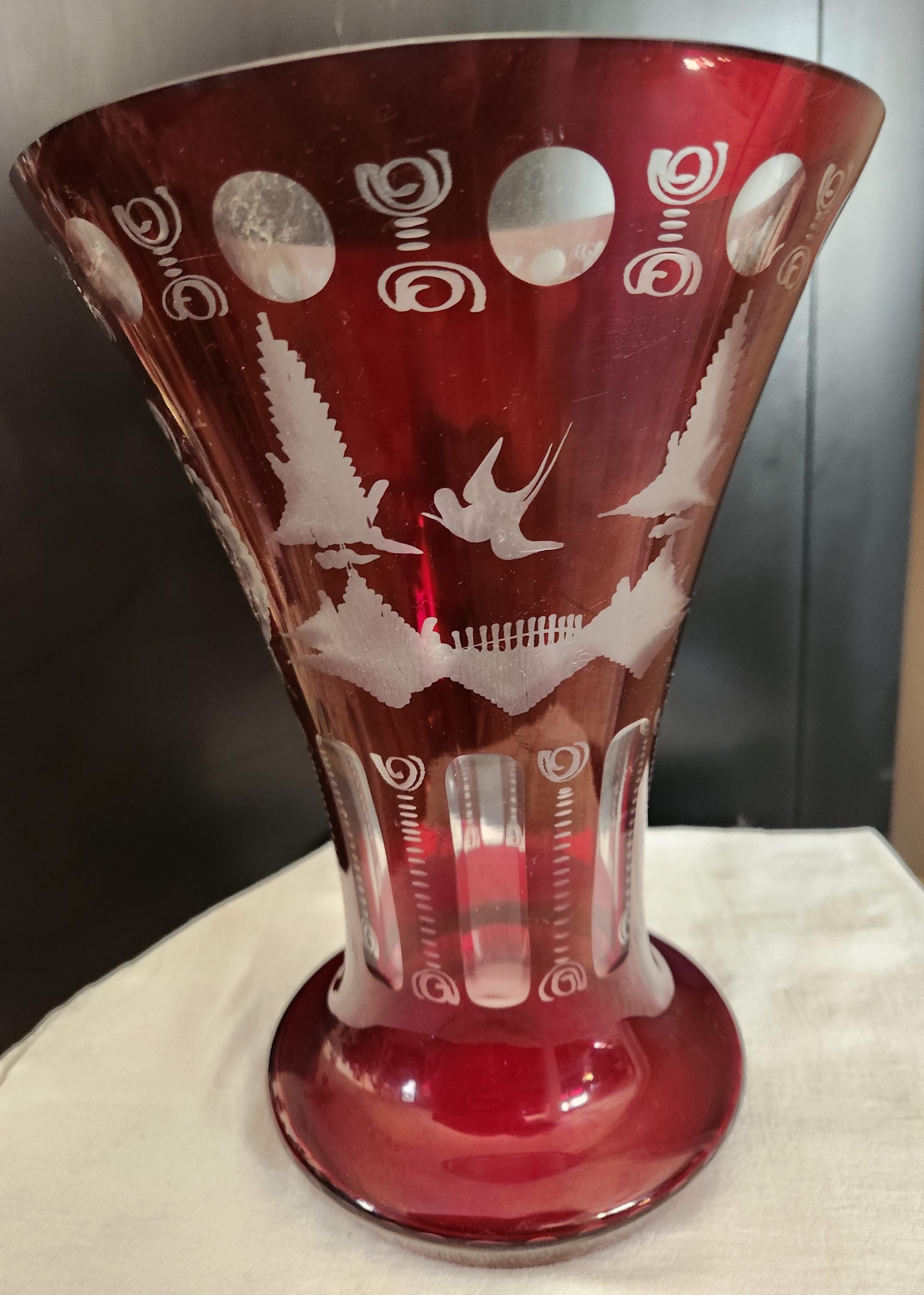 1920's Ruby Red Bohemian Czech Art Glass, Designed by Egermann