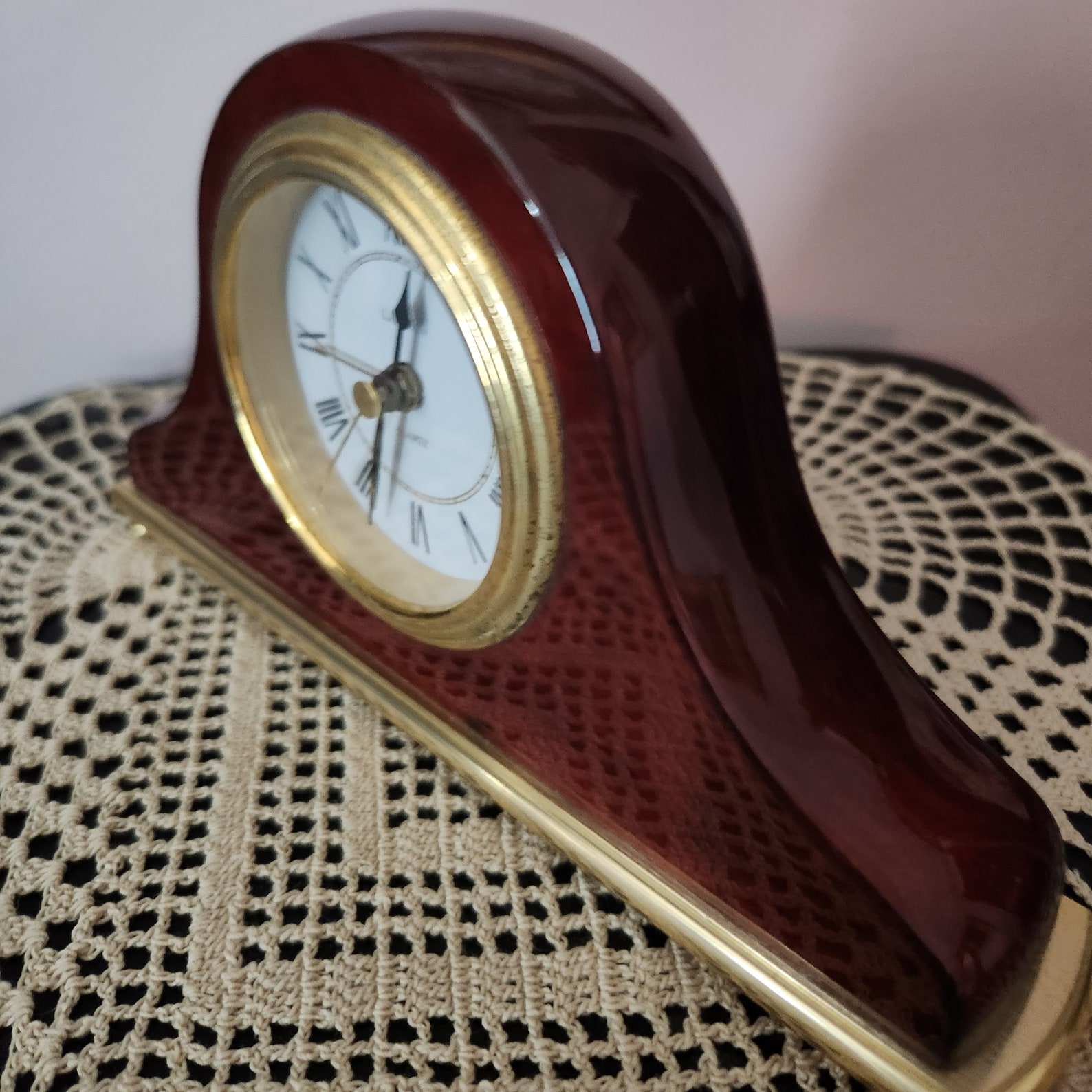 Linden Quartz Solid Wood Mantel Clock With Alarm & Brass Base /trim Etsy