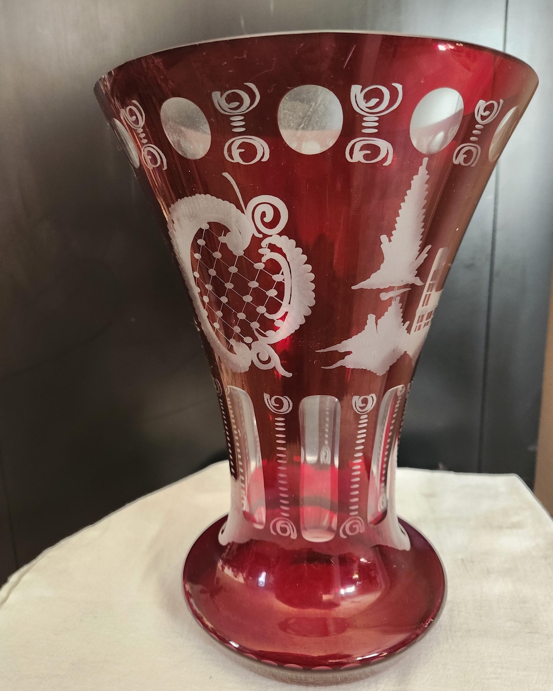 1920's Ruby Red Bohemian Czech Art Glass, Designed by Egermann