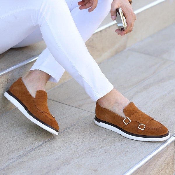 Genuine Leather Men's Loafers - Handmade Leather Slip-ons For Summer - Stylish Men Shoes - Driving Men Shoes - Suede Loafers & Moccasins