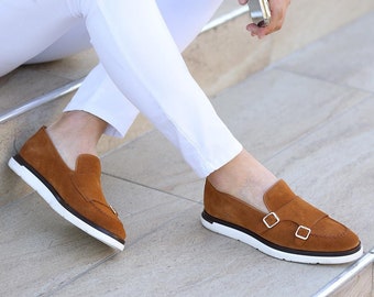 Genuine Leather Men's Loafers - Handmade Leather Slip-ons For Summer - Stylish Men Shoes - Driving Men Shoes - Suede Loafers & Moccasins