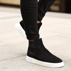Genuine Leather Men Chelsea Boot Male Handmade Shoes Sport Boots For Men's Casual Chelsea Boots For Him Rubber Sole 6 Color image 7