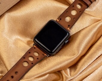 Lederarmband für Apple Watch, handgefertigtes Smartwatch-Armband, Jubiläumsgeschenk