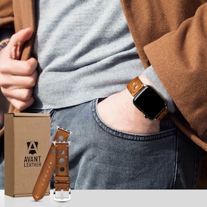 Manschettenarmband für iwatch 44 mm, Uhrenarmband für Männer, Luxus iwatch Band, Leder Uhrenarmband, Apple Watch Band, Smartwatch Lederarmband