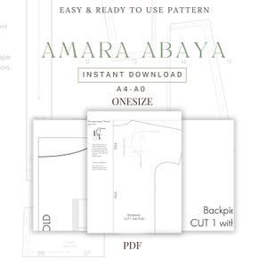 Abaya sewing pattern PDF download – Amara Abaya, easy beginners and advanced - digital sewing pattern printable -A4-A0-PLOT -