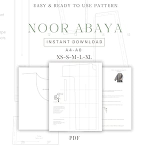 Abaya sewing pattern PDF download – Noor Abaya, easy beginners and advanced - digital sewing pattern printable -A4-A0-PLOT -