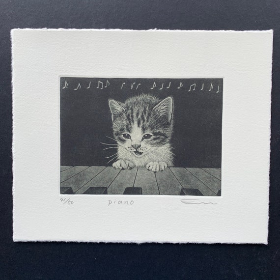 佐藤恵美リトグラフ 子猫とピアノ 50部限定 メーカー直販